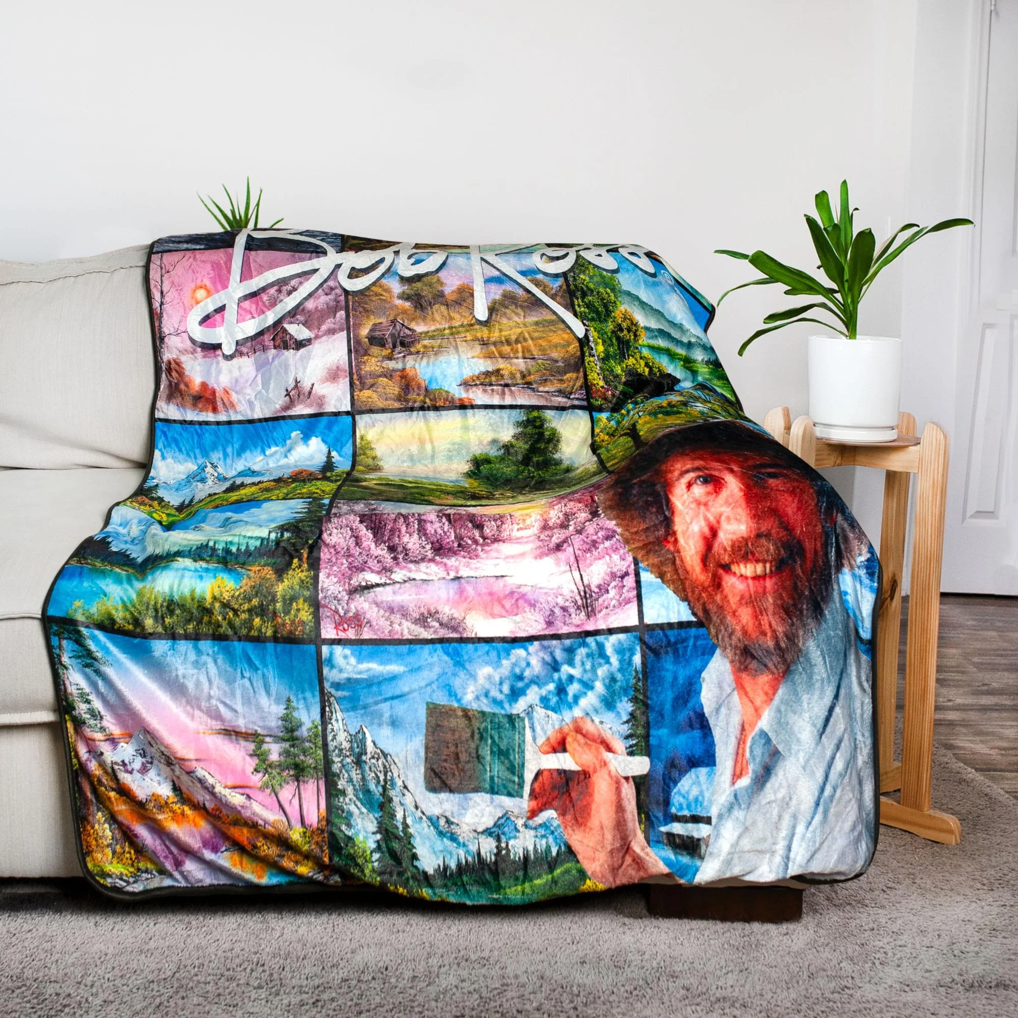 Bob Ross Oversized Fleece Sherpa Throw Blanket | 54 x 72 Inches - Image 3