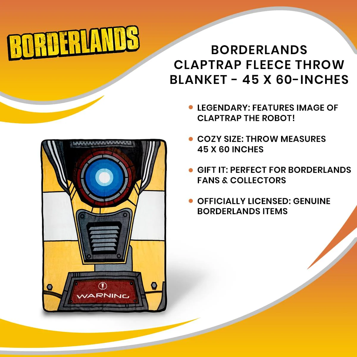 Borderlands Claptrap Fleece Throw Blanket - 45 x 60-Inches - Image 7
