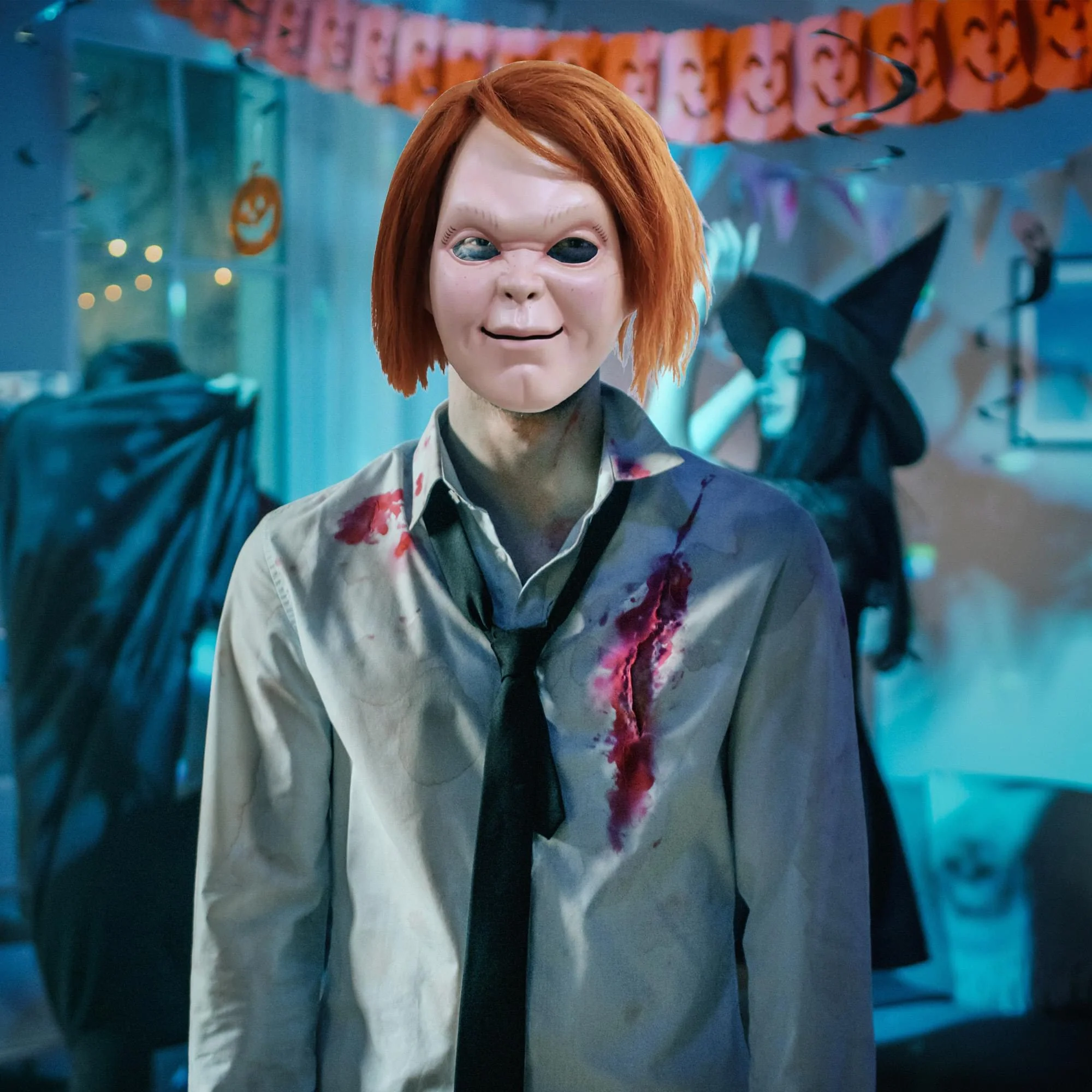 Childs Play Curse of Chucky Chucky Plastic Adult Costume Mask with Hair - Image 3