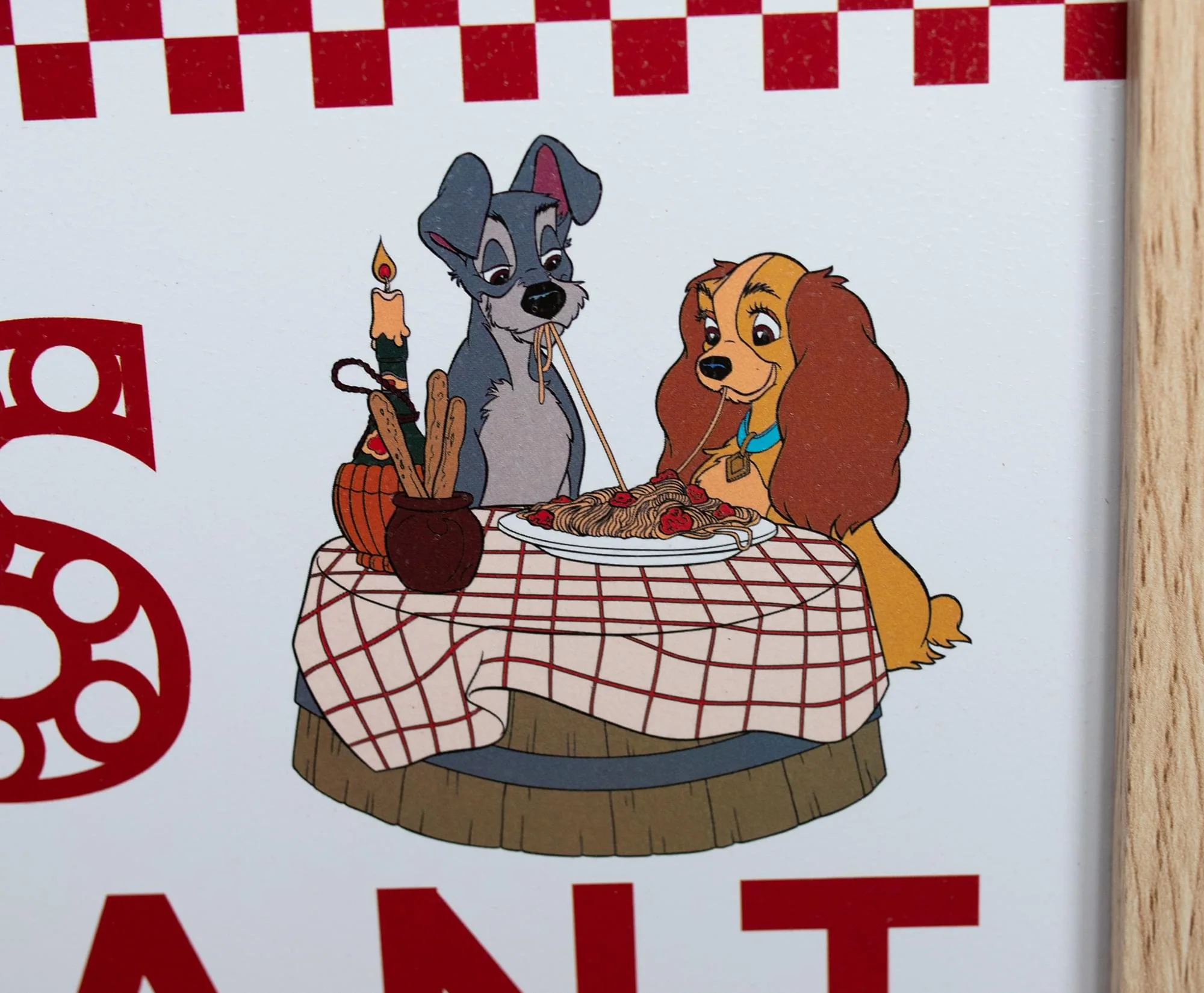 Disney Lady and the Tramp Tony's Restaurant Wood Framed Wall Art Decor - Image 4