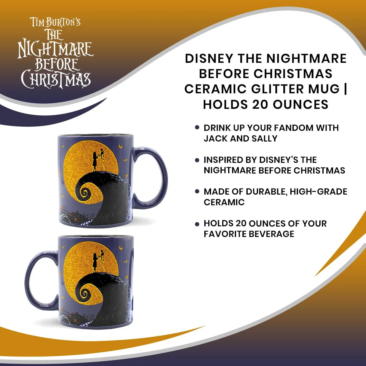 Disney The Nightmare Before Christmas Ceramic Glitter Mug | Holds 20 Ounces - Image 7