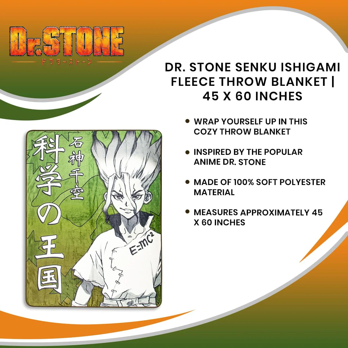 Dr. Stone Senku Ishigami Fleece Throw Blanket | 45 x 60 Inches - Image 7