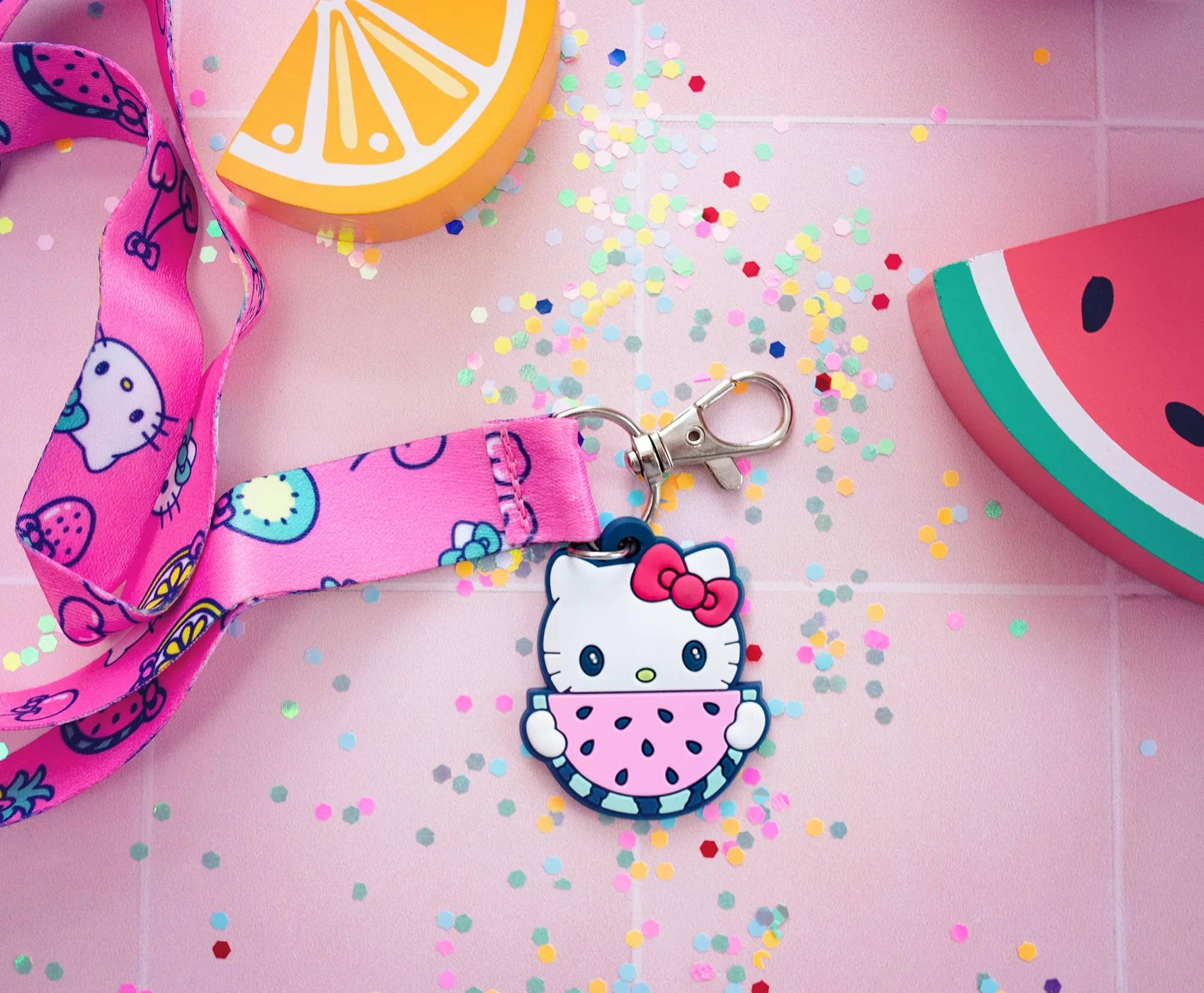 Sanrio Hello Kitty Supercute Fruit Strap Lanyard With Watermelon Charm - Image 4