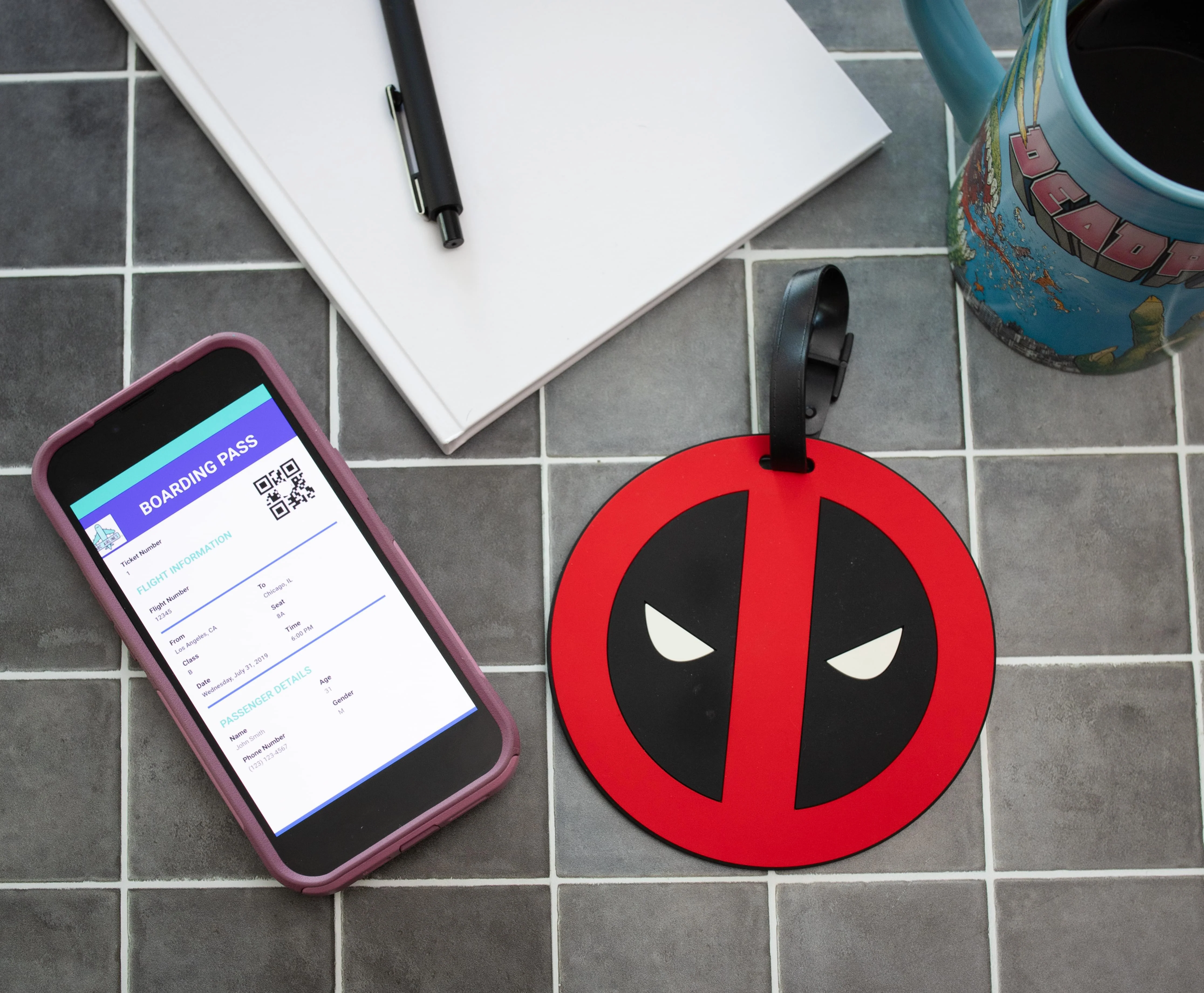 Marvel Comics Deadpool Logo Travel Luggage Tag With Suitcase ID Card Label - Image 3