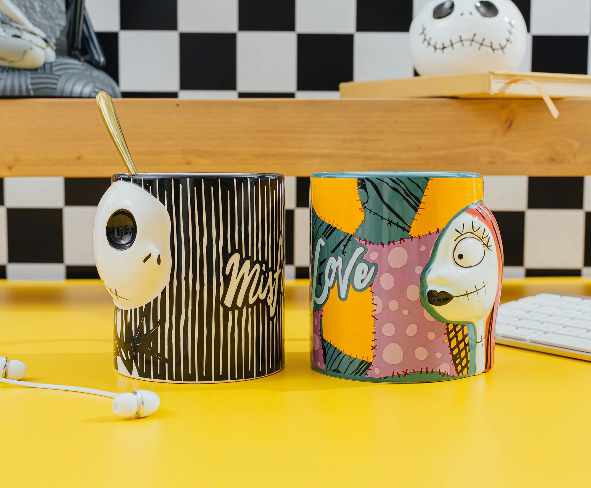 Disney Nightmare Before Christmas Jack & Sally Sculpted Ceramic Mugs | Set of 2 - Image 9