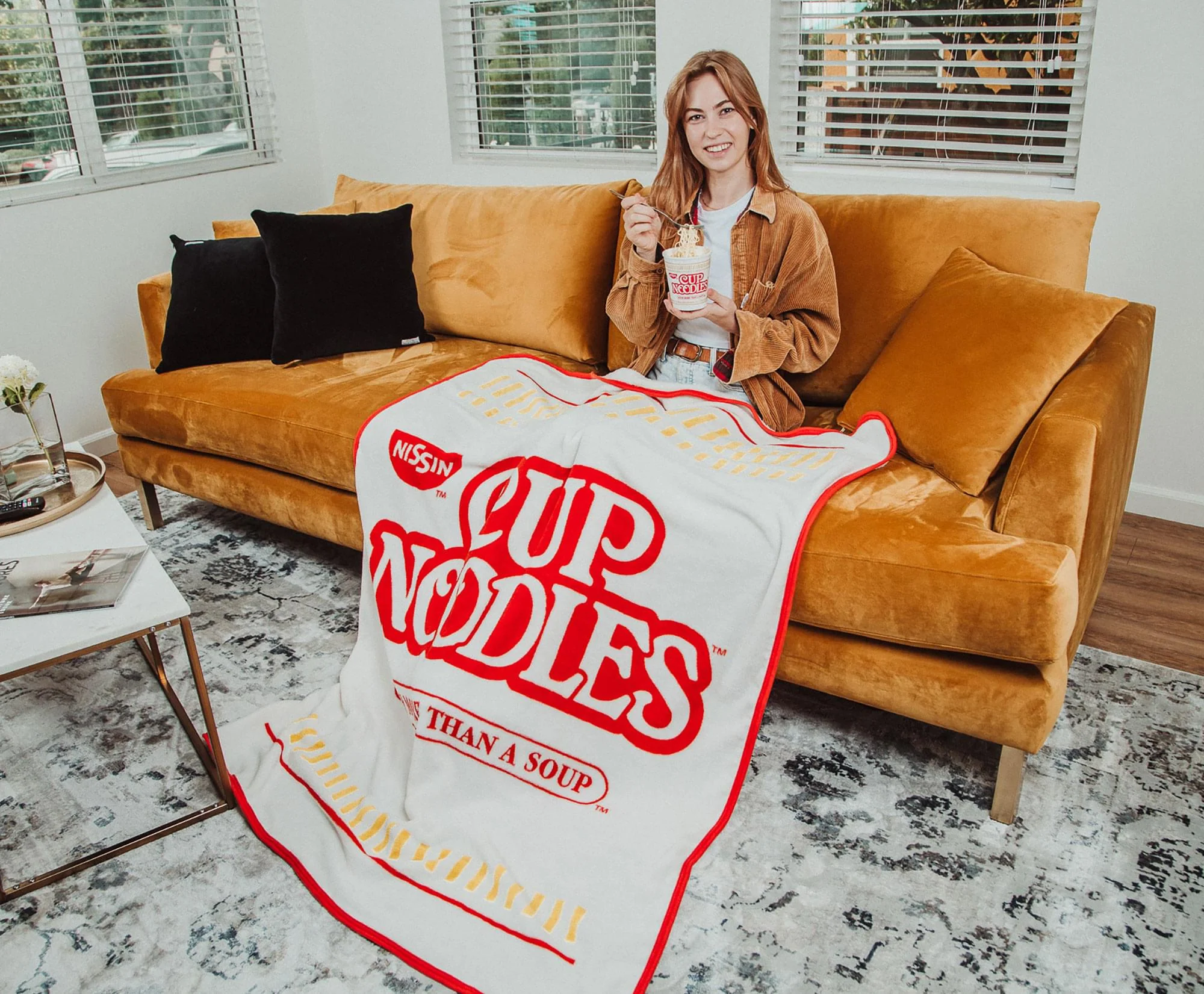 Nissin Cup Noodles Logo Microplush Throw Blanket | 45 x 60 Inches - Image 4