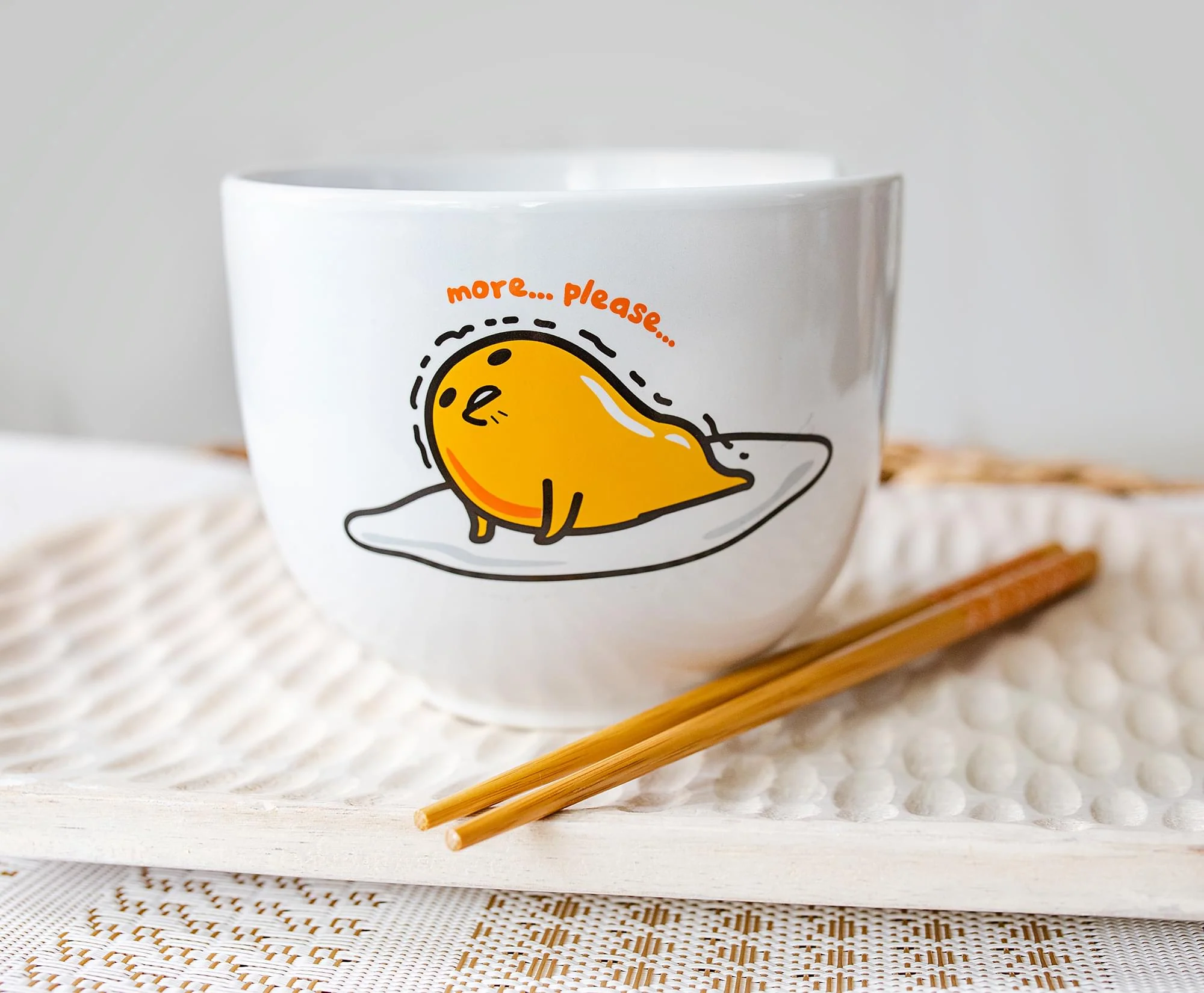 Sanrio Gudetama Top Ramen Japanese Dinner Set | 20-Ounce Ramen Bowl, Chopsticks - Image 4