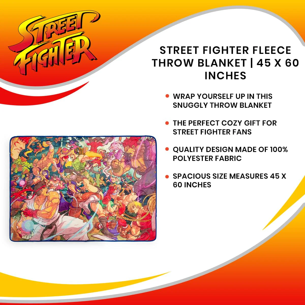 Street Fighter Fleece Throw Blanket | 45 x 60 Inches - Image 7