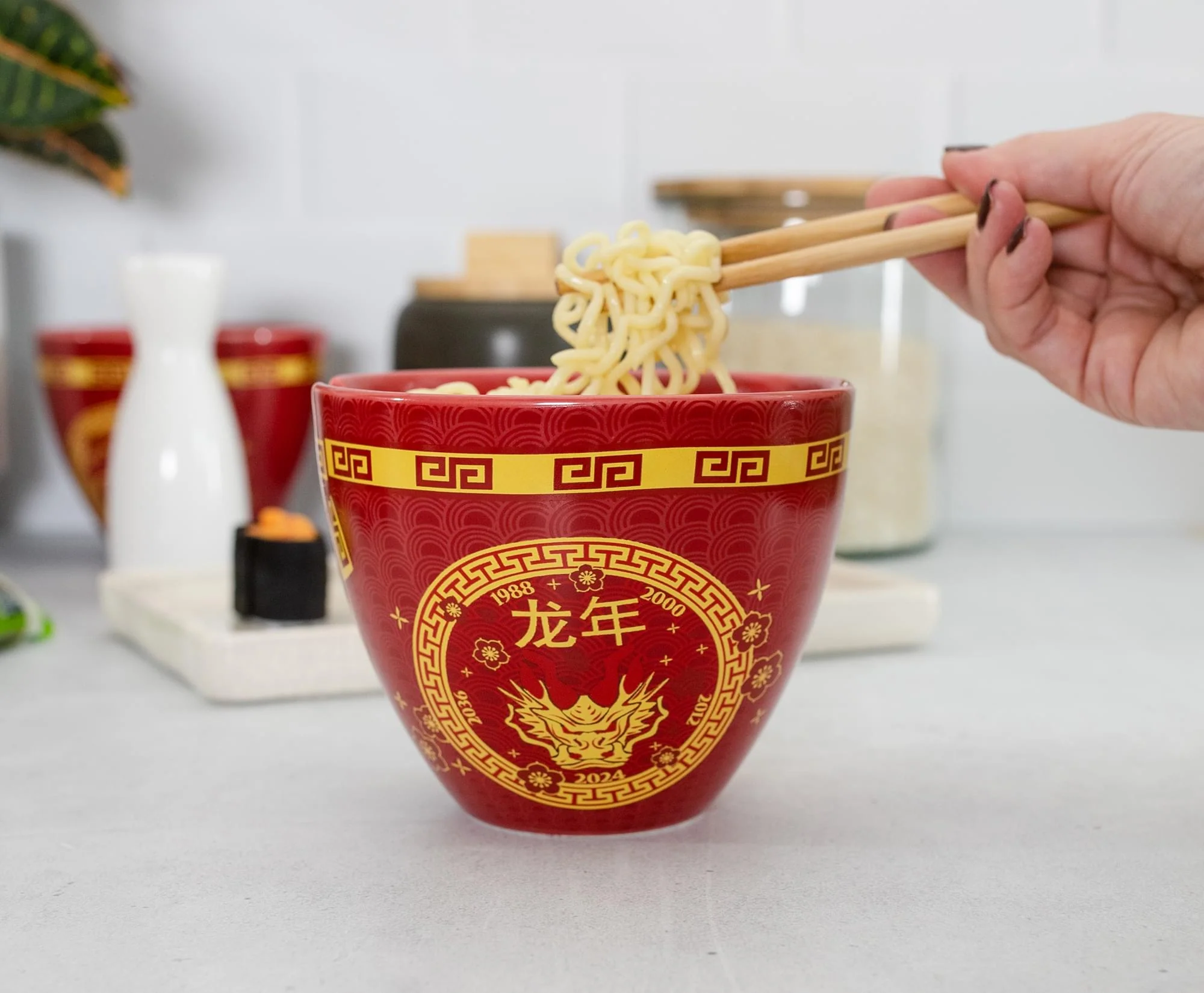 Year Of The Dragon Chinese Zodiac 16-Ounce Ramen Bowl and Chopstick Set - Image 6