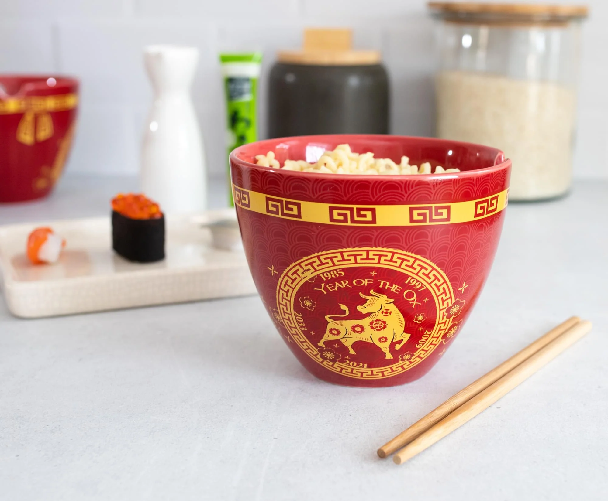 Year Of The Ox Chinese Zodiac 16-Ounce Ramen Bowl and Chopstick Set - Image 4