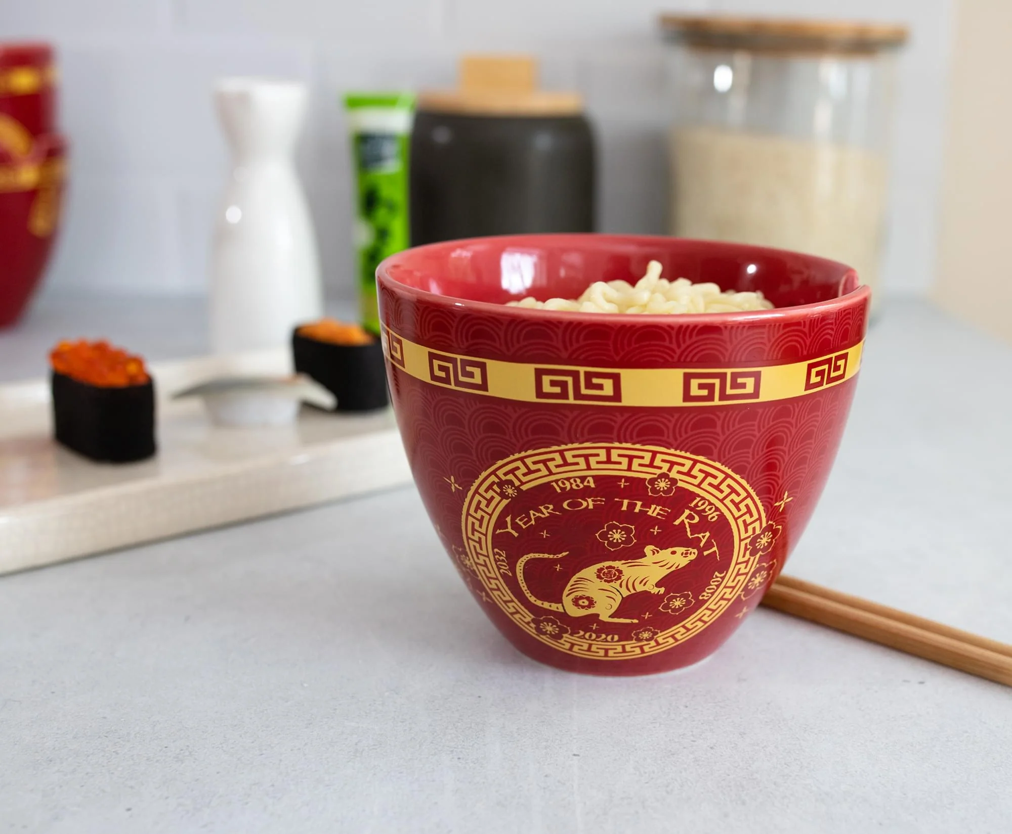 Year Of The Rat Chinese Zodiac 16-Ounce Ramen Bowl and Chopstick Set - Image 4