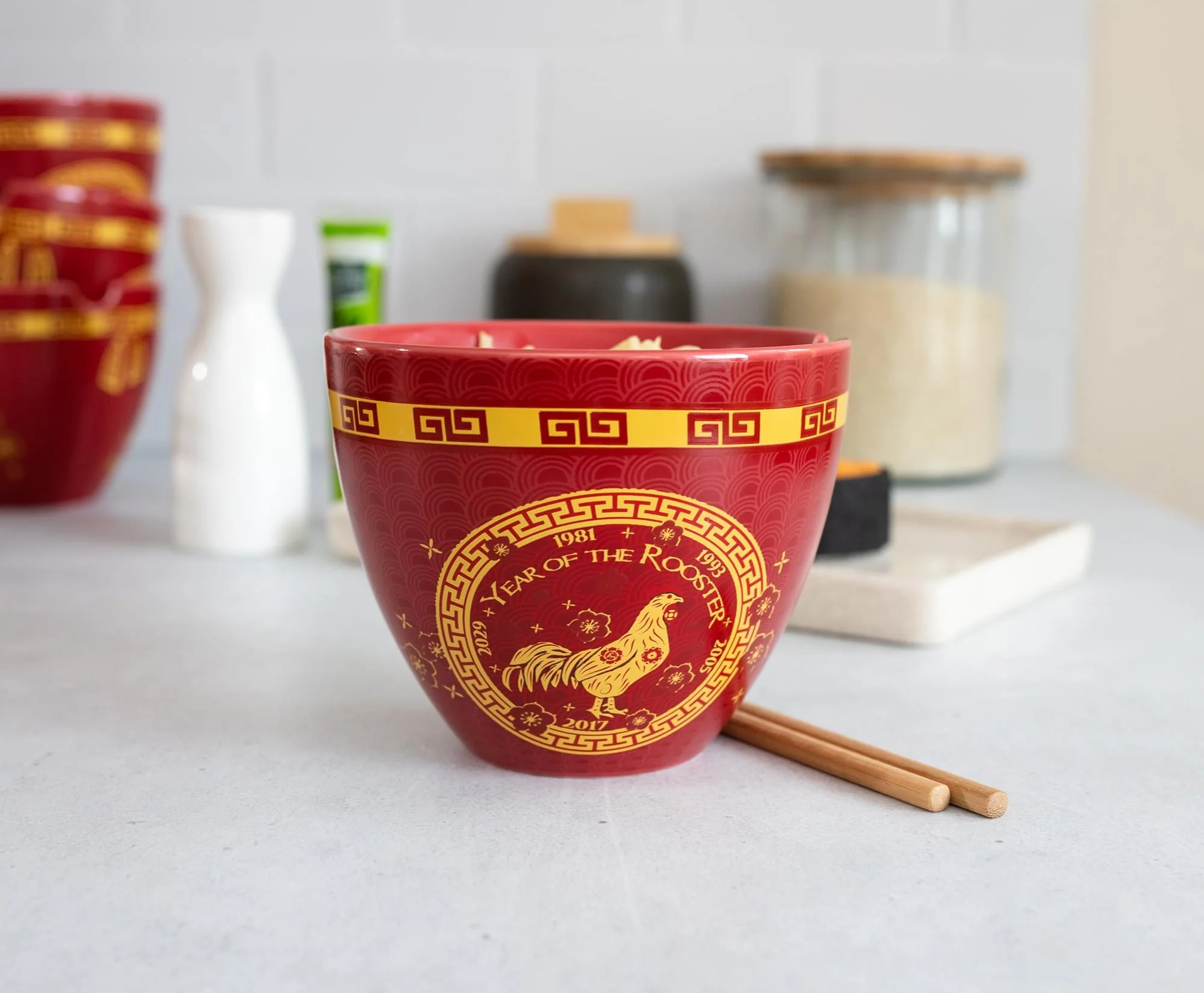 Year Of The Rooster Chinese Zodiac 16-Ounce Ramen Bowl and Chopstick Set - Image 4
