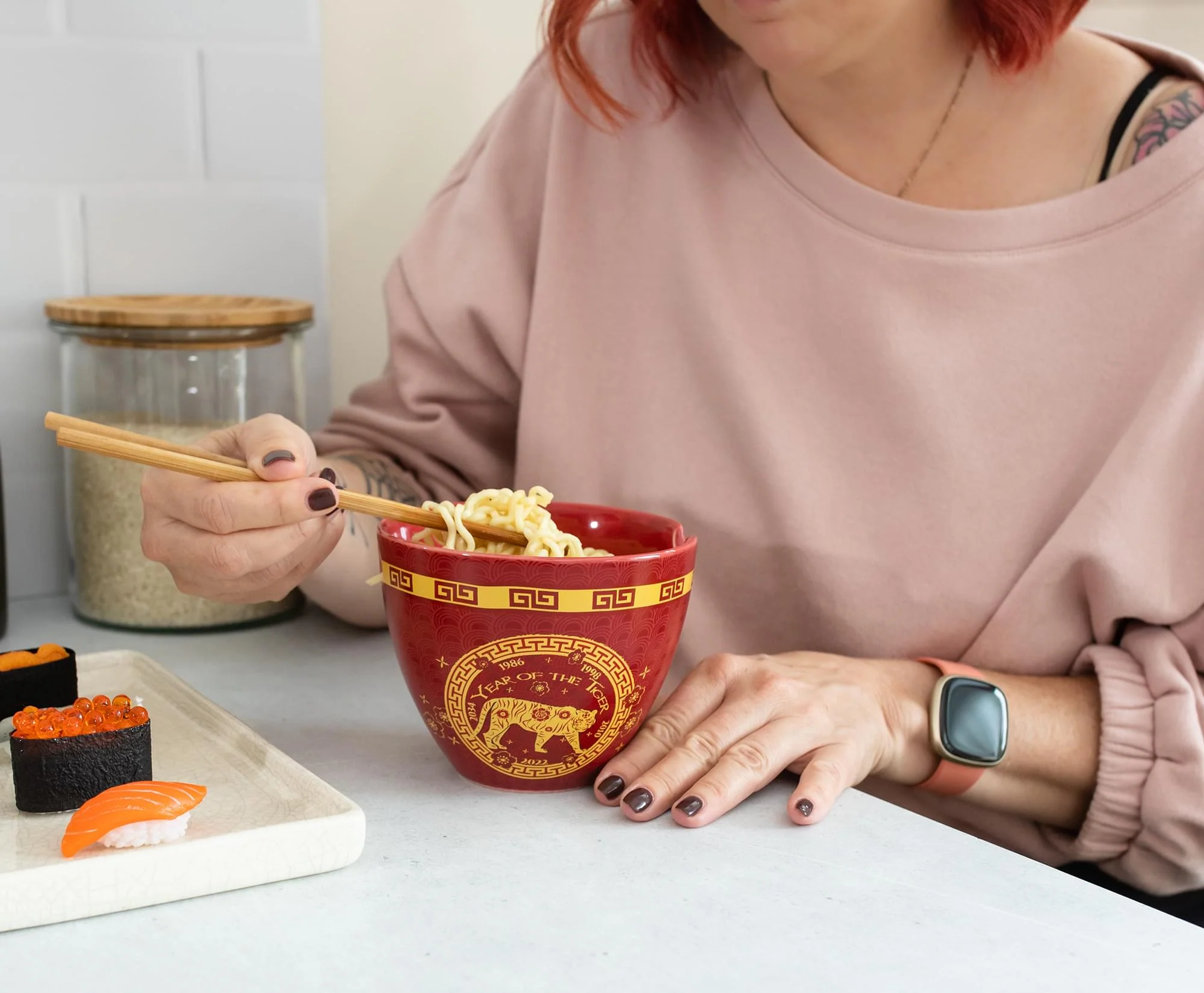 Year Of The Tiger Chinese Zodiac 16-Ounce Ramen Bowl and Chopstick Set - Image 4