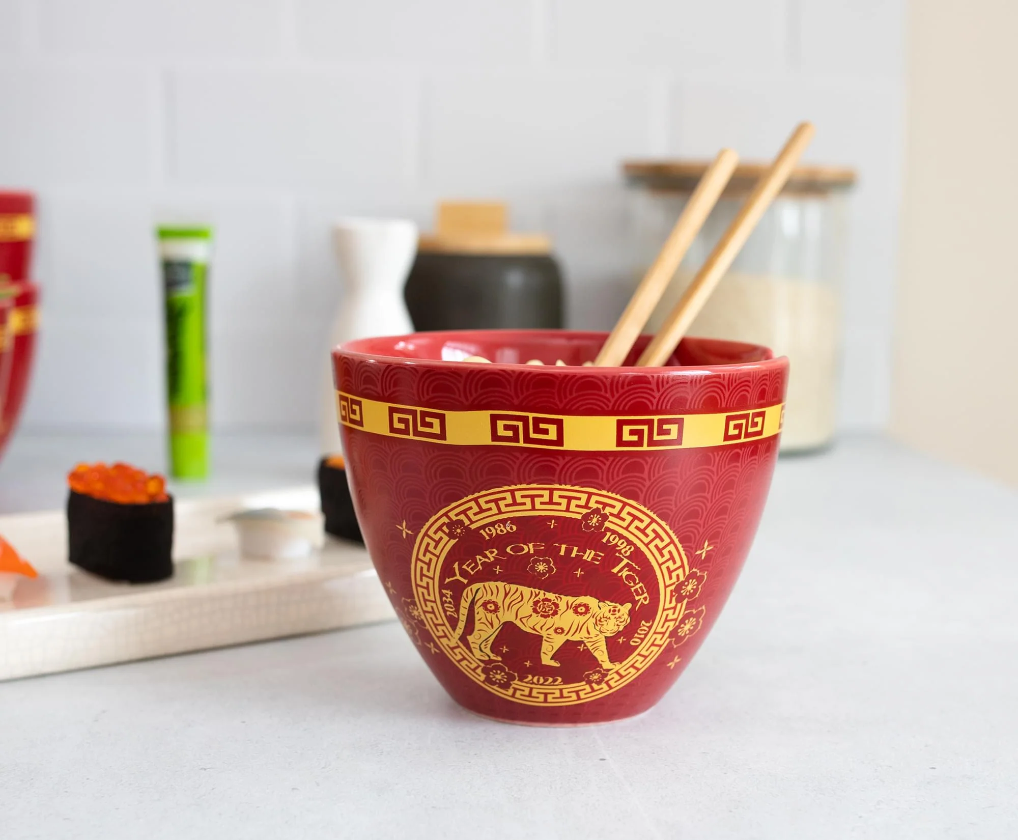 Year Of The Tiger Chinese Zodiac 16-Ounce Ramen Bowl and Chopstick Set - Image 6